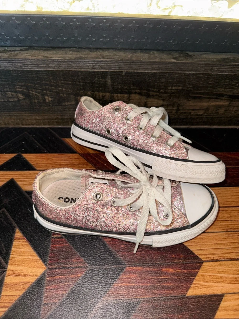Converse Kids Pink Glitter Low Top Sneakers